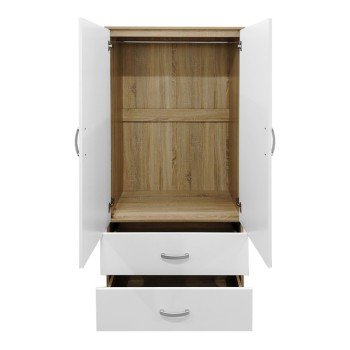 Ντουλάπα εξάφυλλη με συρτάρια Athos pakoworld sonoma-λευκό  240x42x180εκ