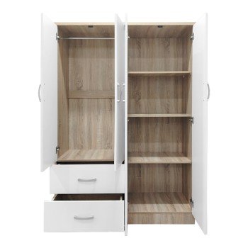 Ντουλάπα εξάφυλλη Athos pakoworld Sonoma-λευκό 200.5x42x180εκ