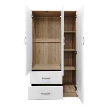 Ντουλάπα πεντάφυλλη Athos I pakoworld sonoma-λευκό 170x42x180εκ