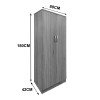 Ντουλάπα τετράφυλλη με πατάρι Athos pakoworld wenge 160x42x240εκ