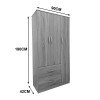 Ντουλάπα εξάφυλλη με πατάρι Athos pakoworld sonoma-ανθρακί 180x42x240εκ