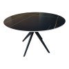 Τραπέζι Orbital pakoworld sintered stone μαύρη όψη μαρμάρου με μαύρα μεταλλικά πόδια Φ120x76εκ