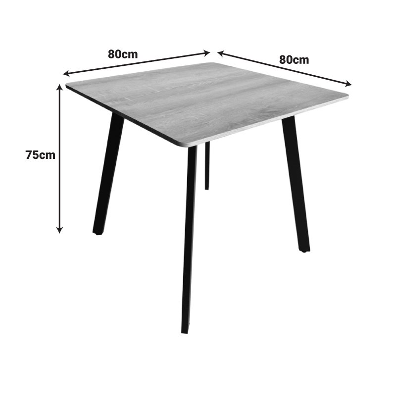 Τραπέζι Squaro pakoworld sonoma mdf με μαύρα μεταλλικά πόδια 80x80x75εκ
