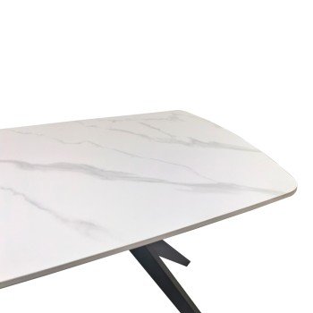 Τραπέζι Ezali pakoworld sintered stone λευκή ματ όψη μαρμάρου με μαύρο μεταλλικό πόδι 140x80x75εκ Τραπέζι Ezali pakoworld sintered stone λευκή ματ όψη μαρμάρου με μαύρο μεταλλικό πόδι 140x80x75εκ