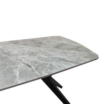 Τραπέζι Ezali pakoworld sintered stone γκρι όψη μαρμάρου με μαύρο μεταλλικό πόδι 140x80x75εκ Τραπέζι Ezali pakoworld sintered stone γκρι όψη μαρμάρου με μαύρο μεταλλικό πόδι 140x80x75εκ