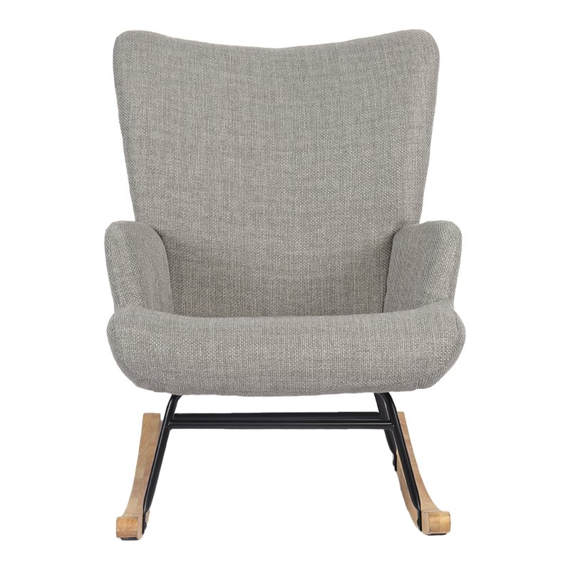 Κουνιστή πολυθρόνα Jianna pakoworld ανοιχτό γκρι ύφασμα με πόδι σε φυσική απόχρωση 79x64x89εκ
