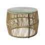 Τραπέζι Adela pakoworld pe wicker-γυαλί σε φυσική απόχρωση Φ47x38εκ