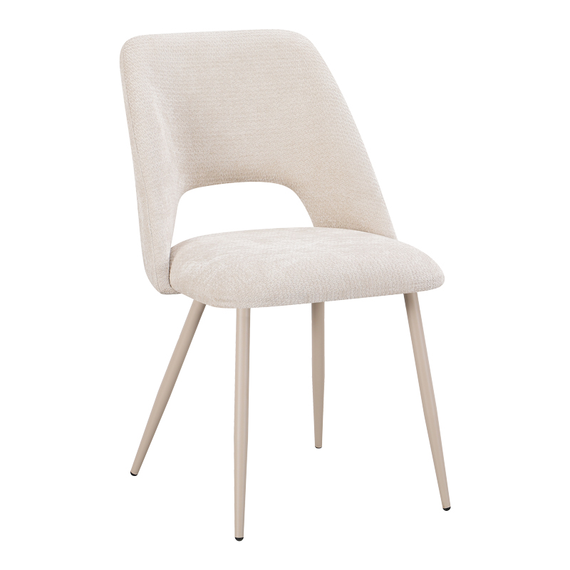 Καρέκλα Nelda pakoworld κρεμ βελούδο με μεταλλικό κρεμ πόδι 44x58x82εκ