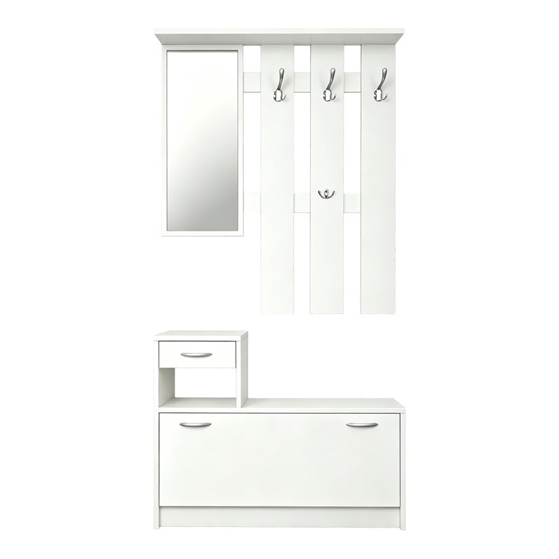 Έπιπλο εισόδου Jentia pakoworld με καθρέπτη λευκό MDF 100x24x186εκ