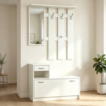Έπιπλο εισόδου Jentia pakoworld με καθρέπτη λευκό MDF 100x24x186εκ