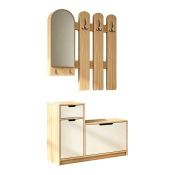 Έπιπλο εισόδου Kenty pakoworld  με καθρέπτη sonoma με λευκό MDF 100x28x110εκ