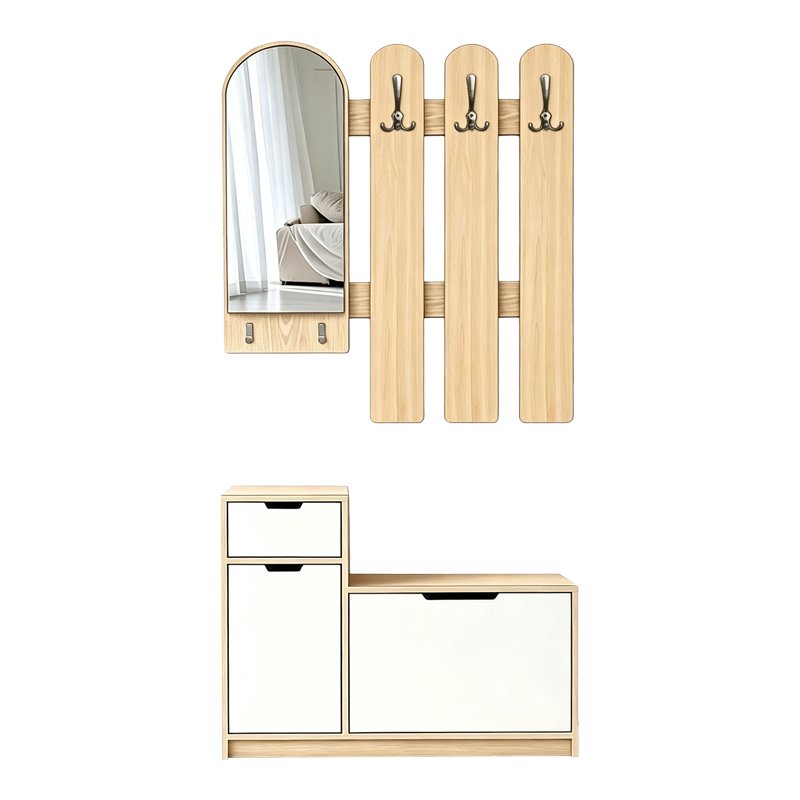Έπιπλο εισόδου Kenty pakoworld με καθρέπτη sonoma με λευκό MDF 100x28x110εκ Έπιπλο εισόδου Kenty pakoworld με καθρέπτη sonoma με λευκό MDF 100x28x110εκ