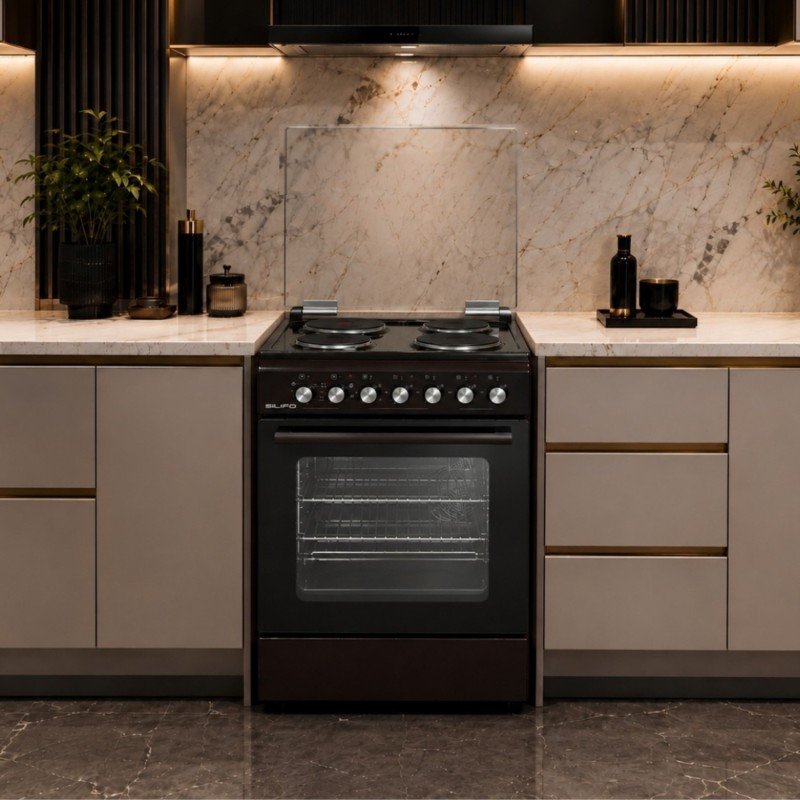 SILIFO SF6148 Ηλεκτρική Κουζίνα 60cm με Εμαγιέ Εστίες Καφέ