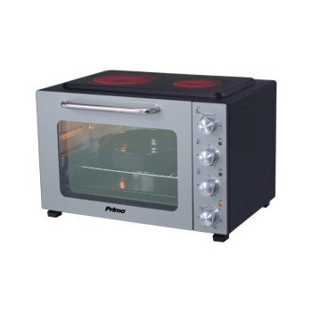 Φουρνάκι PREO-40387NS Με 2 Κεραμικές Εστίες 50L Με Αέρα & Υάλινη Πρόσοψη Γκρι/Μαύρο