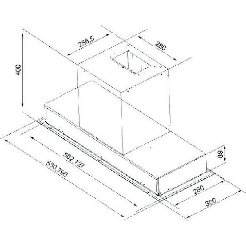 Davoline Απορροφητήρας Εντοιχιζόμενος Inside 60cm – Inox-Μαύρο γυαλί 801003550