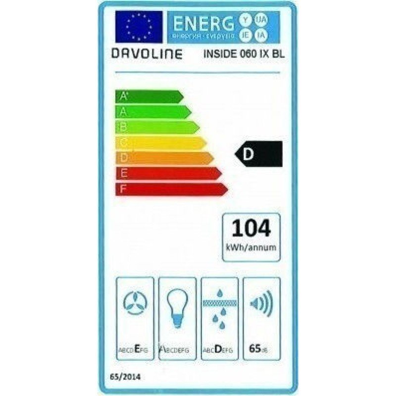 Davoline Απορροφητήρας Εντοιχιζόμενος Inside 60cm – Inox-Μαύρο γυαλί 801003550