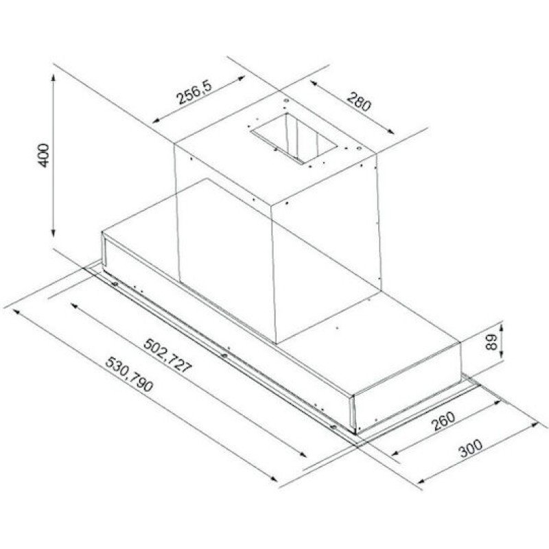 Davoline Inside Μαύρο Γυαλί & Inox Απορροφητήρας Εντοιχιζόμενος (90cm)