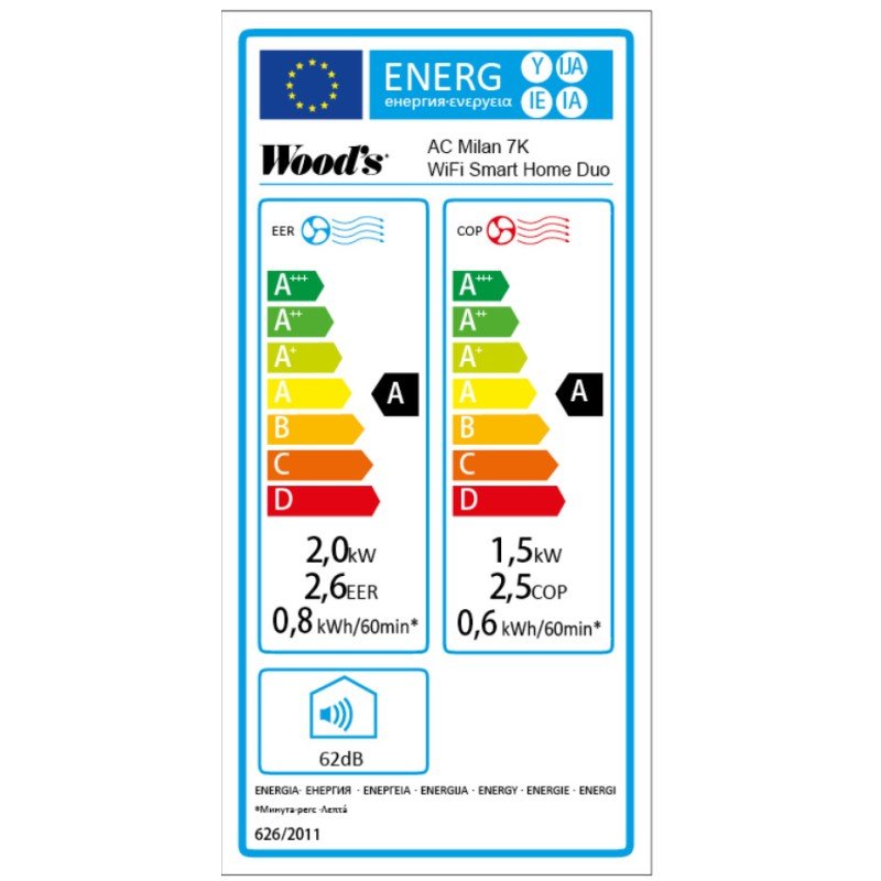 Wood's Milan 7K WiFi Duo WAC705G Φορητό Κλιματιστικό 7000 BTU (3 άτοκες δόσεις)