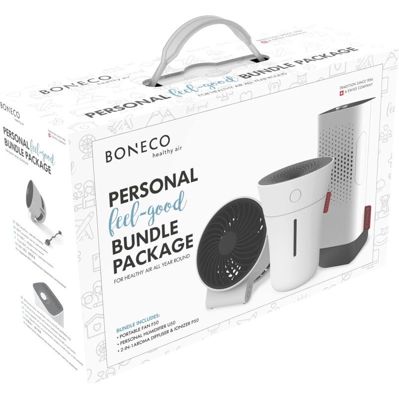 BONECO Personal FeelGood Πακέτο Ευεξίας 3in1 Προσωπικός Ανεμιστήρας F50, Ιονιστής P50 & Υγραντήρας U50