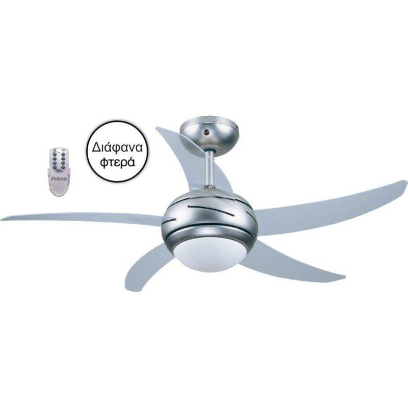 Primo L-44001 Ανεμιστήρας Οροφής 110cm με Φως και Τηλεχειριστήριο Ασημί