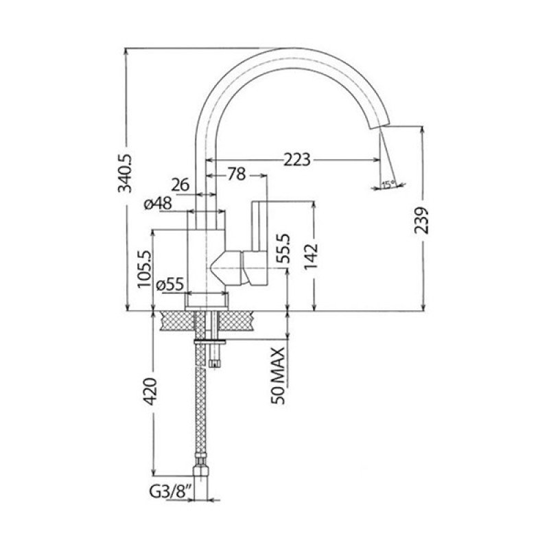 Teorema  Jabil 1173510 Σπαστή Μπαταρία Κουζίνας Πάγκου Ασημί 