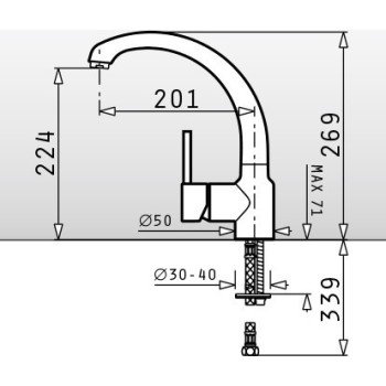 Pyramis Classic Armonica 095300001 Μπαταρία Κουζίνας Πάγκου Snow