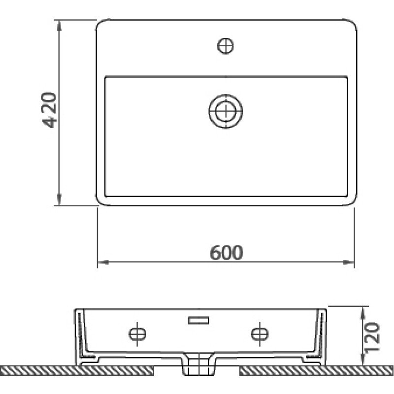 Karag Contour 61060 Επιτοίχιος Κρεμαστός Νιπτήρας Πορσελάνης 60x40x12cm Λευκός
