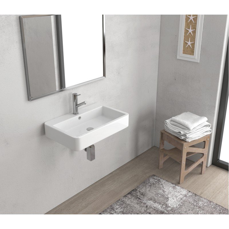 Karag Contour 61060 Επιτοίχιος Κρεμαστός Νιπτήρας Πορσελάνης 60x40x12cm Λευκός