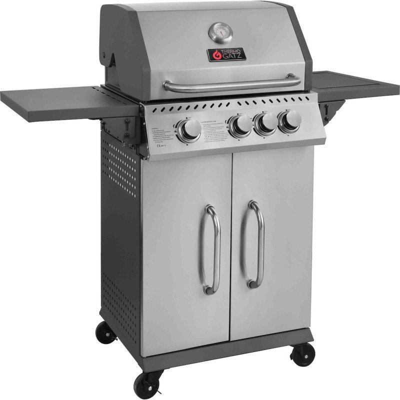 Thermogatz Elite Gs Grill Elite Ψησταριά Υγραερίου Μαντεμένιας Σχάρας 60x42εκ. με 3 Εστίες 9kW και Πλαϊνό Μάτι