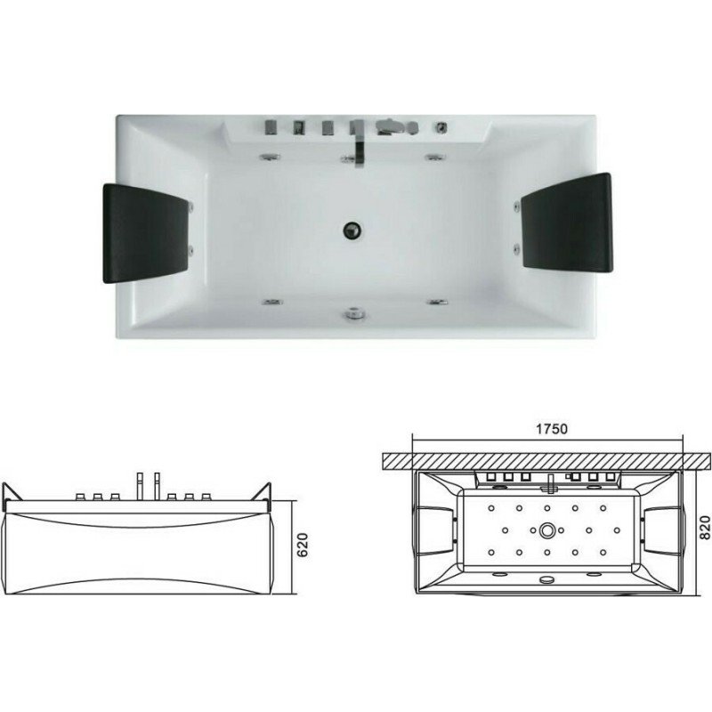 Karag Lilian K-1077 Μπανιέρα Ακρυλική με Υδρομασάζ 175x82cm