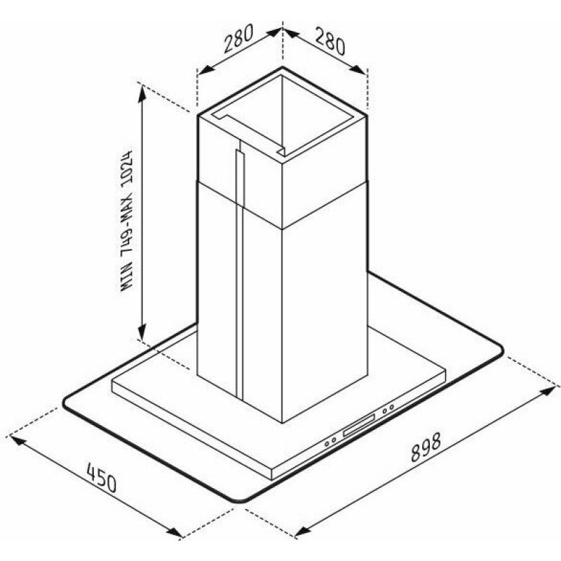 Pyramis Cielo Premium Απορροφητήρας Νησίδα 90cm Inox Pyramis Cielo Premium Απορροφητήρας Νησίδα 90cm Inox