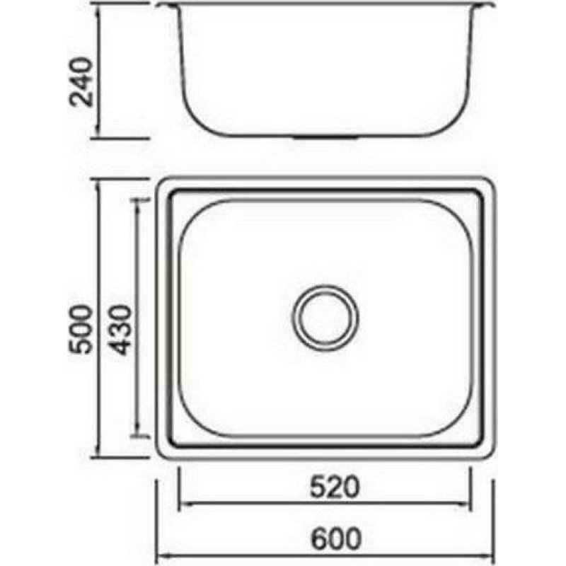 Karag BL 613 Ένθετος Νεροχύτης Inox Σατινέ Μ60xΠ50cm Ασημί