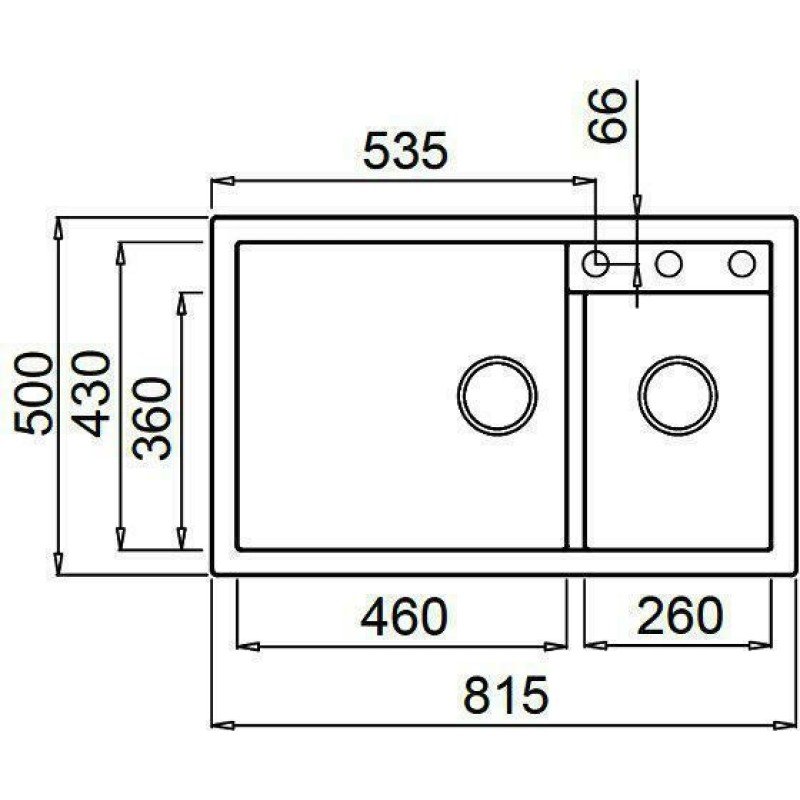 Elleci Quadra 440 Metaltek Ένθετος Νεροχύτης Αριστερός από Συνθετικό Γρανίτη Μ81xΠ50cm Titanium M73