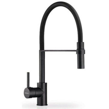 Pyramis Serina 090939901 Μπαταρία Κουζίνας Πάγκου με Ντουζ Black Matt