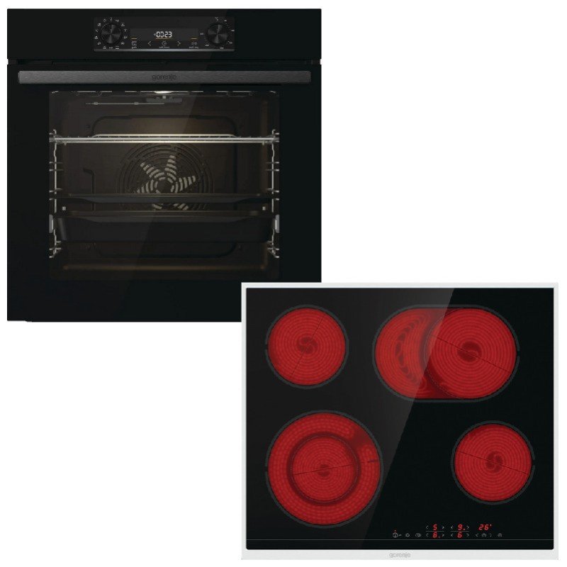 Gorenje BOS6737E06BG + ECT43X Φούρνος άνω Πάγκου 77lt με Κεραμικές Εστίες Π59.5εκ. Μαύρος
