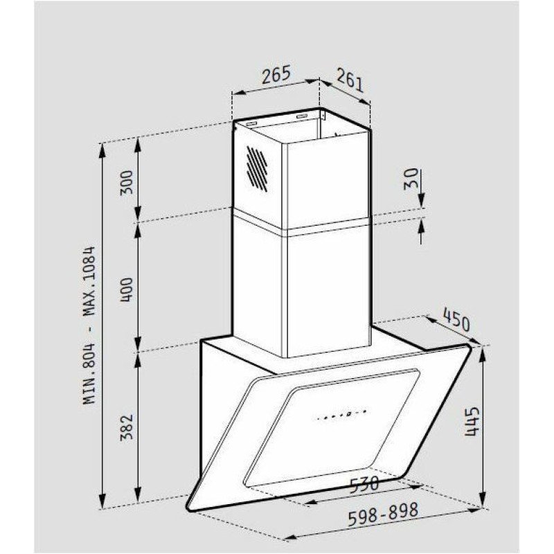 Pyramis Fiero Απορροφητήρας Καμινάδα 90cm Λευκός