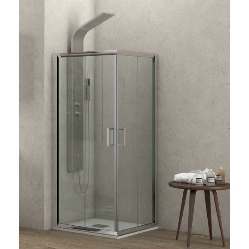 Karag New Flora 100 NFL1007070180 Καμπίνα Ντουζιέρας με Συρόμενη Πόρτα 70x70x180cm Clear Glass Chrome