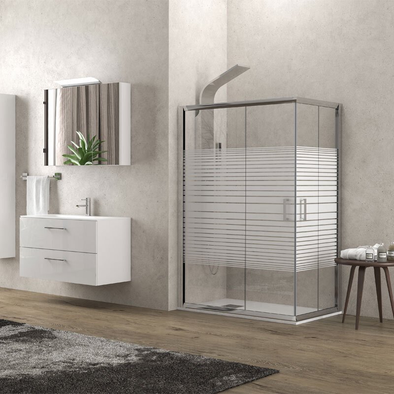 Karag New Flora 100 5206836566160 Καμπίνα Ντουζιέρας με Συρόμενη Πόρτα 80x110x180cm Serigrafato