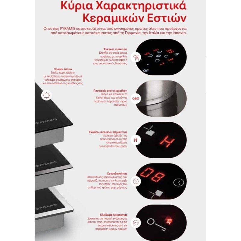 Pyramis PHC61510FMW Κεραμική Εστία Αυτόνομη με Λειτουργία Κλειδώματος 58x51εκ. Pyramis PHC61510FMW Κεραμική Εστία Αυτόνομη με Λειτουργία Κλειδώματος 58x51εκ.