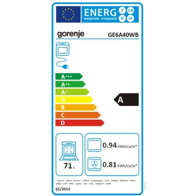 Gorenje GE6A40WB Κουζίνα 71lt με Εμαγιέ Εστίες Π60εκ. Λευκή