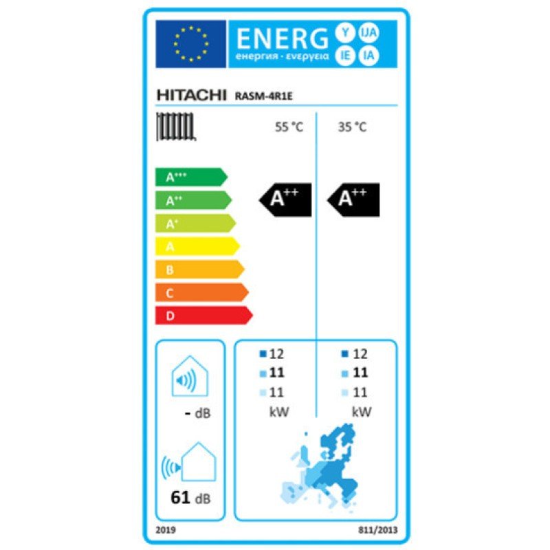Hitachi Yutaki-M RASM-4R1E Αντλία Θερμότητας 11kW Τριφασική 60°C Monoblock