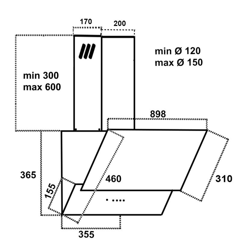 MultiHome MH-6604 930-002-6604 Απορροφητήρας Καμινάδα 90cm Λευκός
