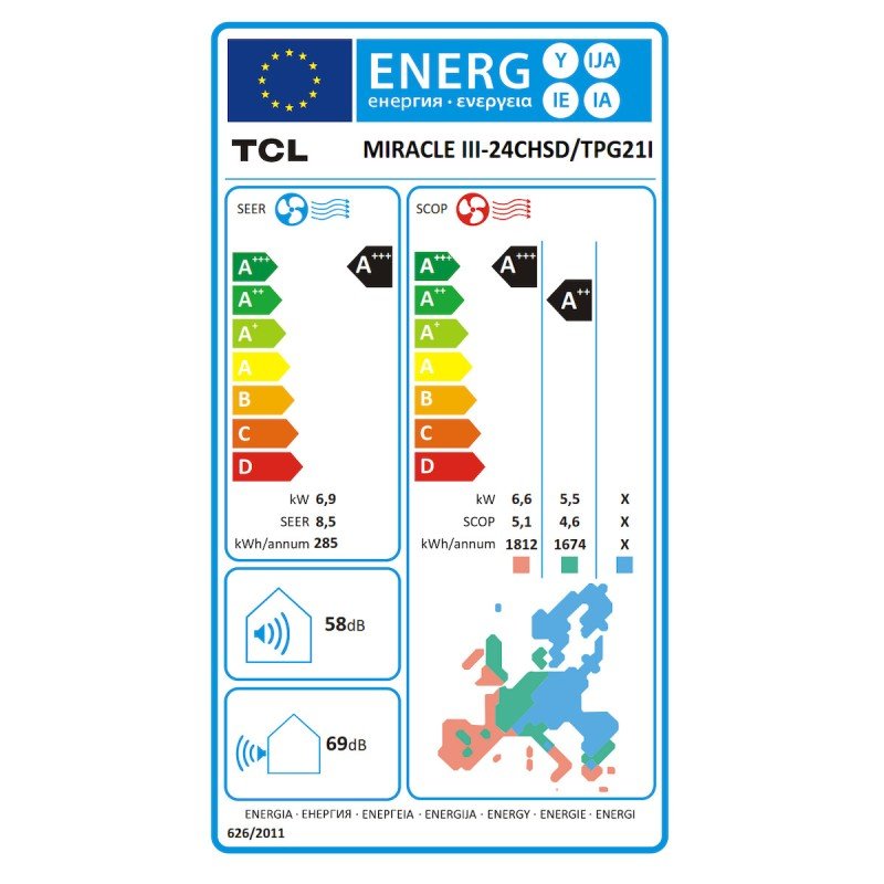 TCL Miracle III 24CHSD/TPG21I Κλιματιστικό Inverter 24000 BTU A+++/A+++ με WiFi