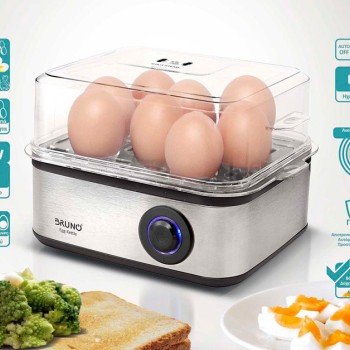 Bruno BRN-0156 Βραστήρας Αυγών 8 Θέσεων 500W Ασημί