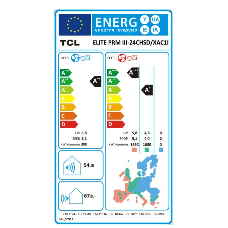 TCL Elite Premium III III-24CHSD/XAC1I Κλιματιστικό Inverter 24000 BTU A++/A+++ με WiFi