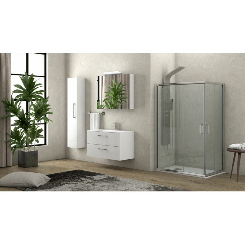 Karag Flora 100 NFL1007090180 Καμπίνα Ντουζιέρας με Συρόμενη Πόρτα 70x90x180cm Clear Glass Chrome
