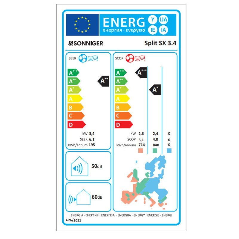 Sonniger Split SX12 AC004/AC005 Κλιματιστικό Inverter 12000 BTU A++/A+++