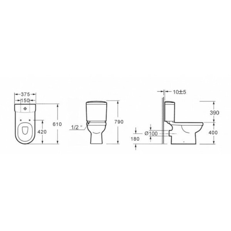 Karag TR125S Λεκάνη Δαπέδου Κάτω Σιφόνι Rimless με Καζανάκι με Κάλυμμα Soft Close Λευκή