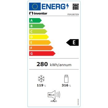 Inventor Ψυγειοκαταψύκτης 435lt Total NoFrost Υ188xΠ70xΒ66.6εκ. Inox PSM18870IN