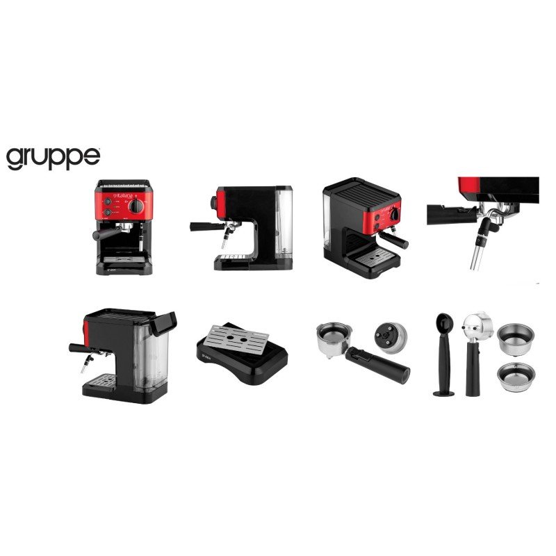 Gruppe Italiana Plus Μηχανή Espresso 1050W Πίεσης 20bar Κόκκινη Gruppe Italiana Plus Μηχανή Espresso 1050W Πίεσης 20bar Κόκκινη